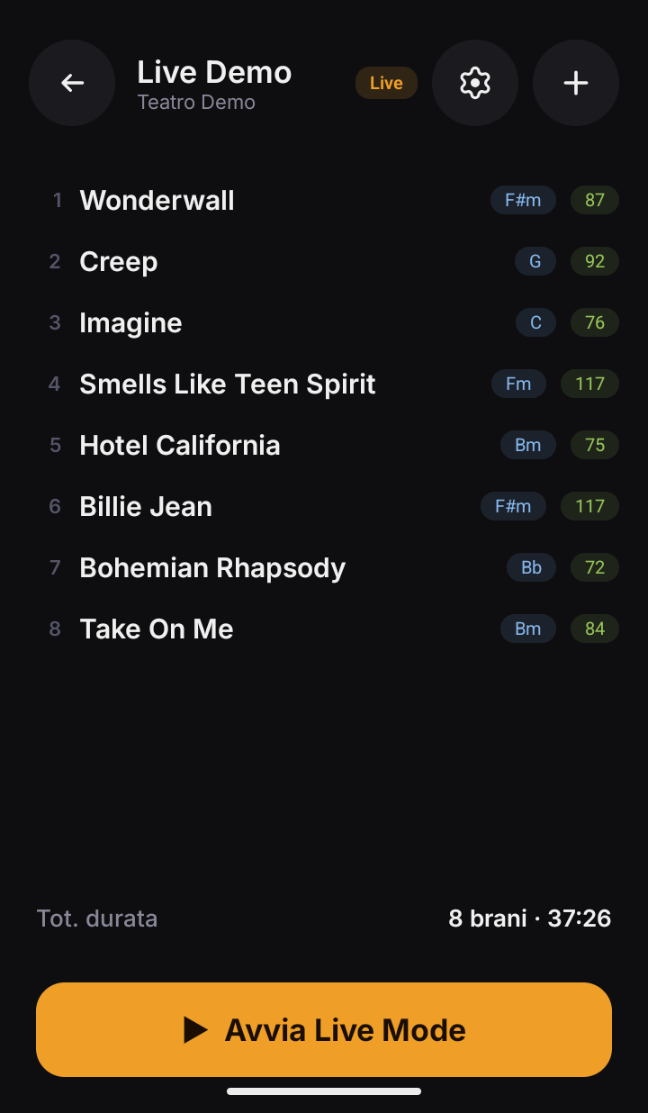 BandFlow setlist